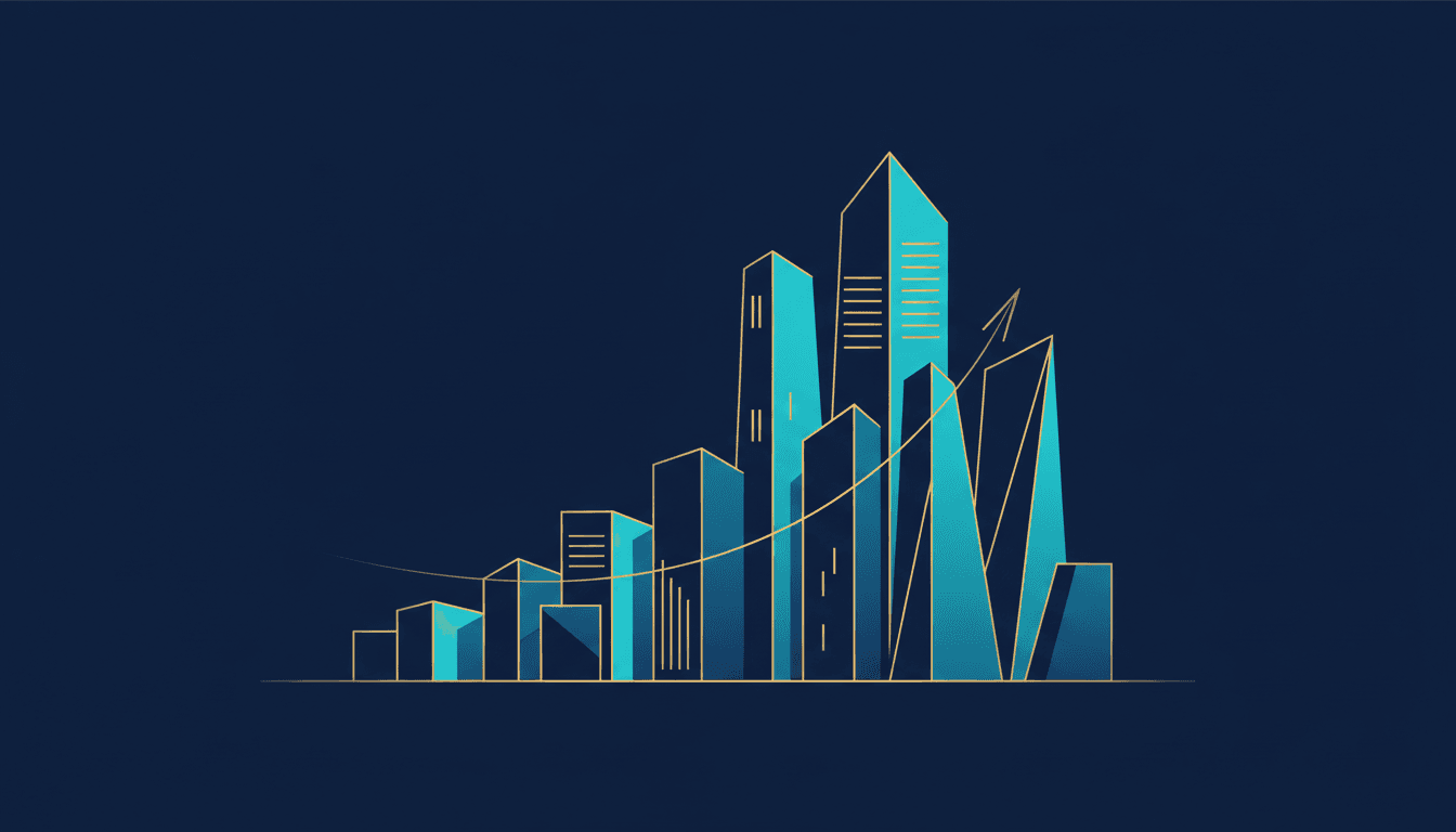 Gráfico ascendente representando o crescimento patrimonial acelerado com alavancagem