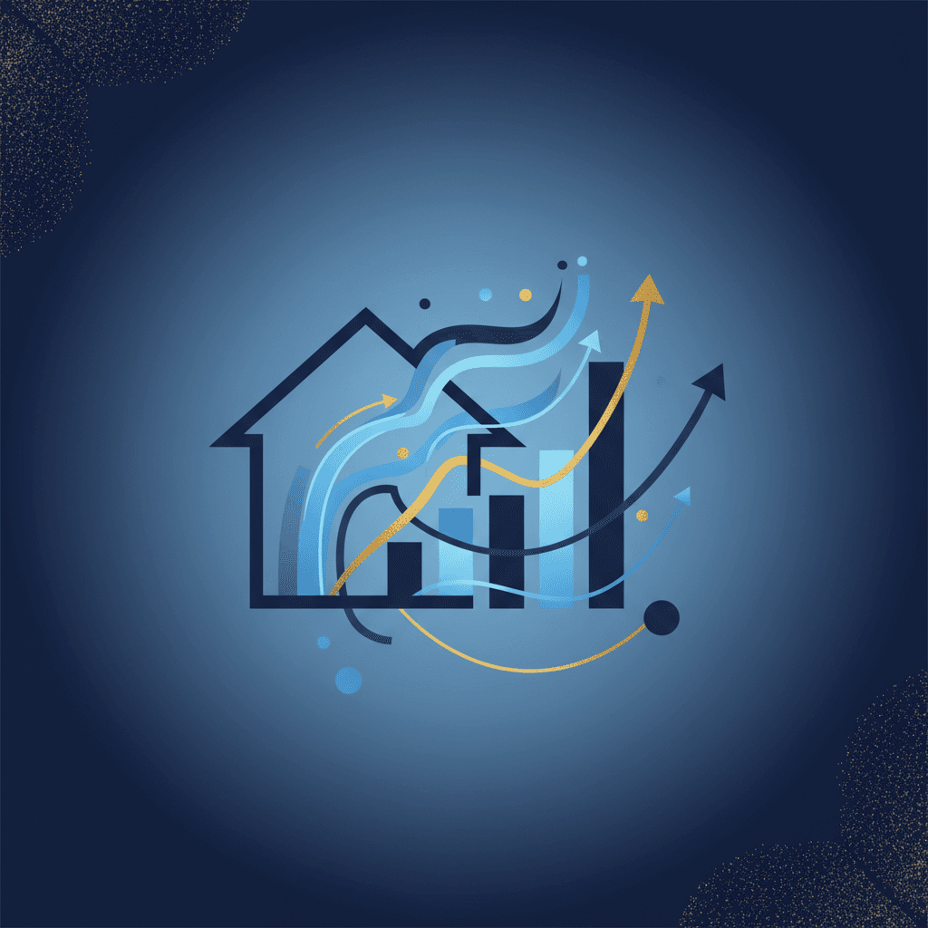 Profissional analisando documentos de imóvel com gráfico de taxas de juros ao fundo — home equity como estratégia de crédito inteligente